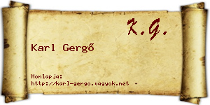 Karl Gergő névjegykártya